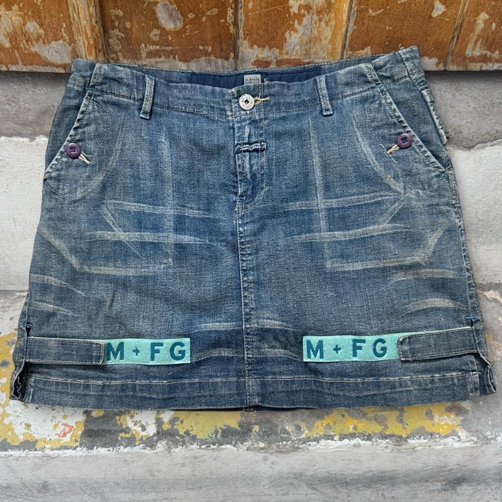 RARE Vintage 2000s Marithe François Girbaud low rise mini distressed denim skirt